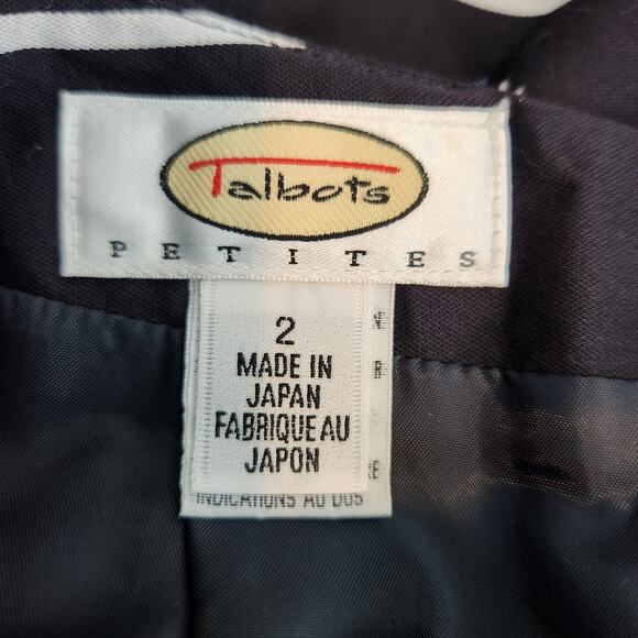 SALE Talbots Satin Navy and White Striped Pencil Skirt 2 Petite NWT - Picture 2 of 7